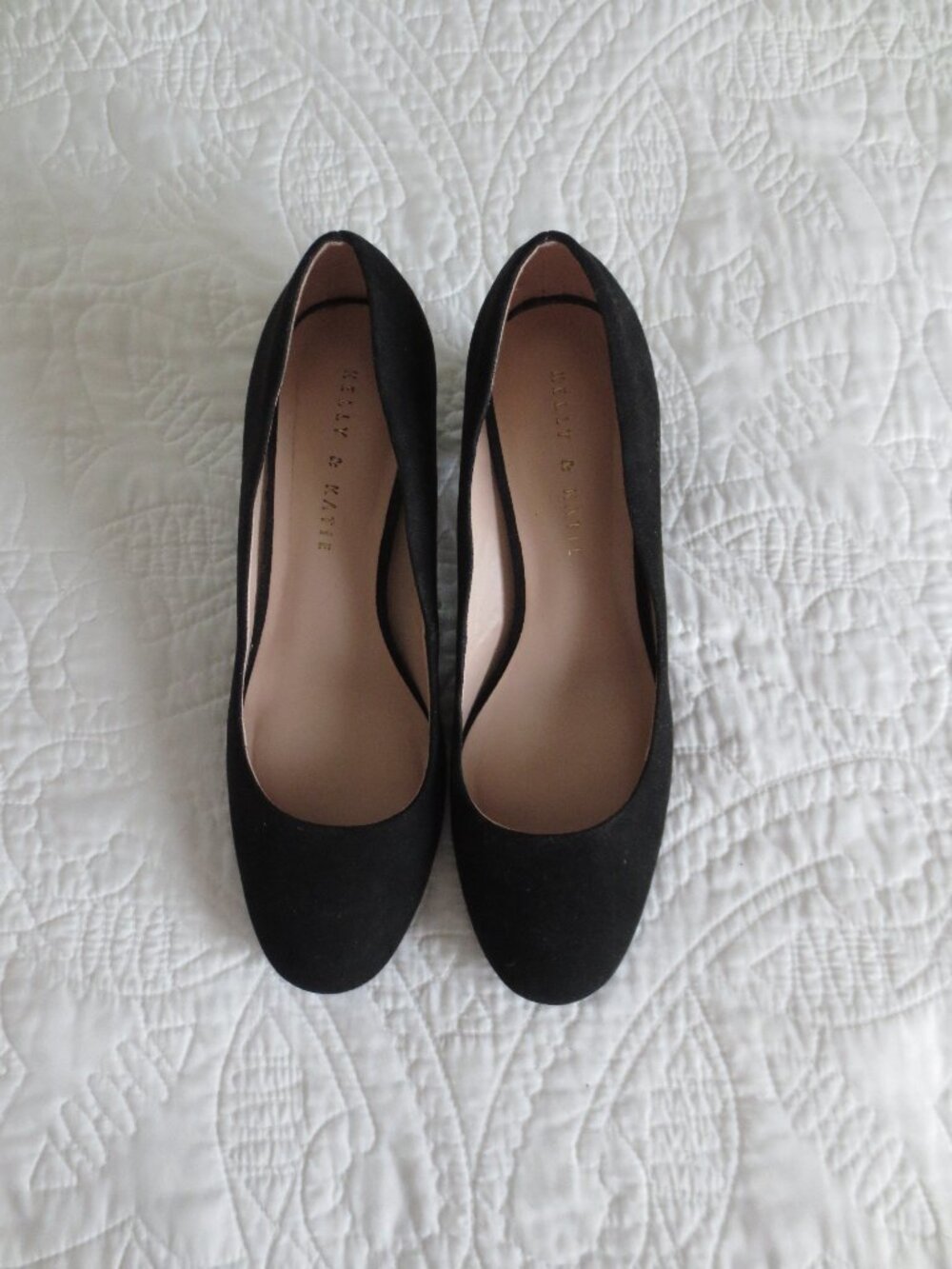 Classic Round Toe Black Suede Chunky Block Squared Heels